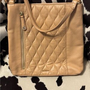 Vera Bradley Quilted Beige Leather Crossbody Bag!
